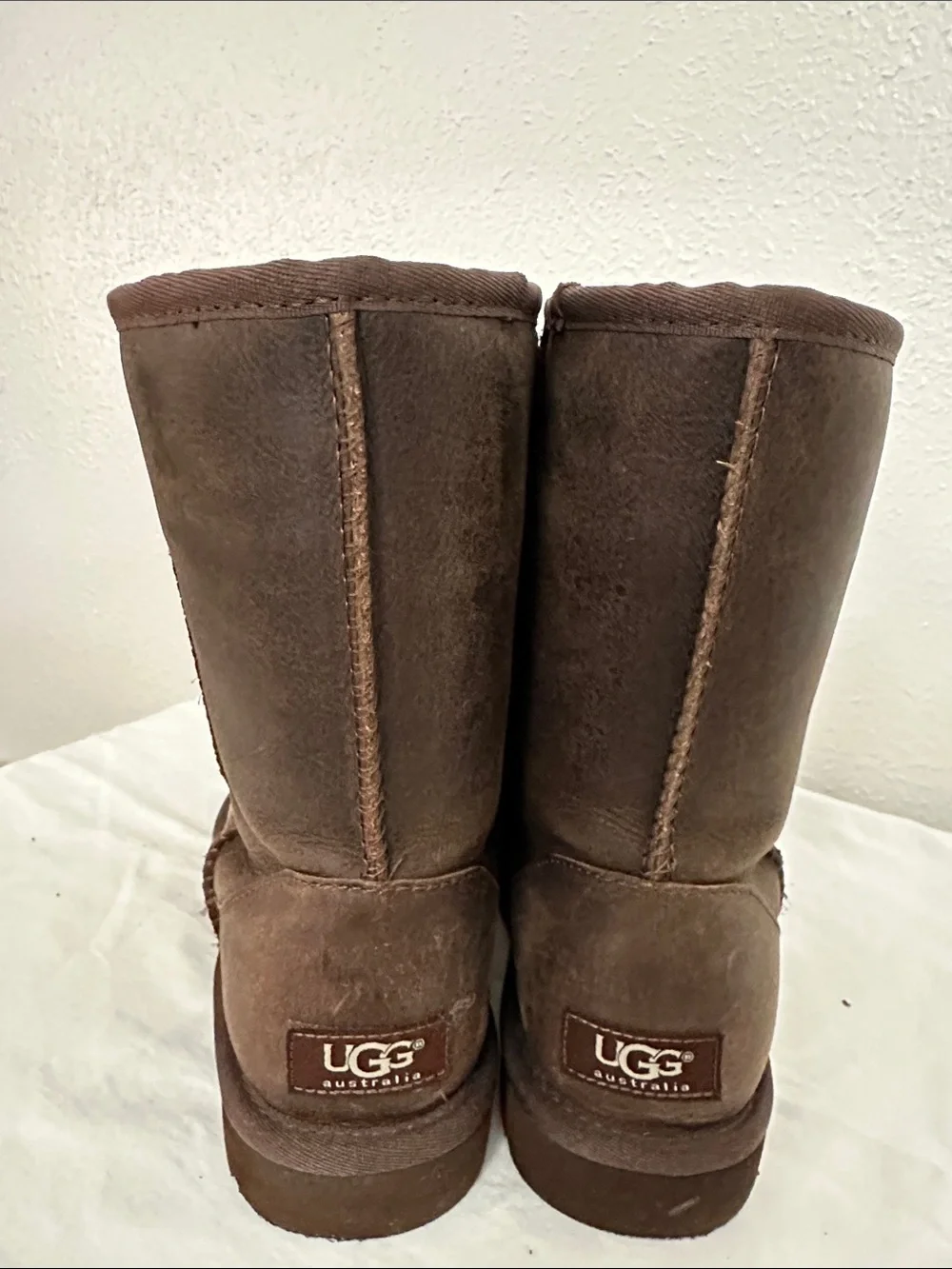 UGG Burnished Leather Shearling Short Boots
